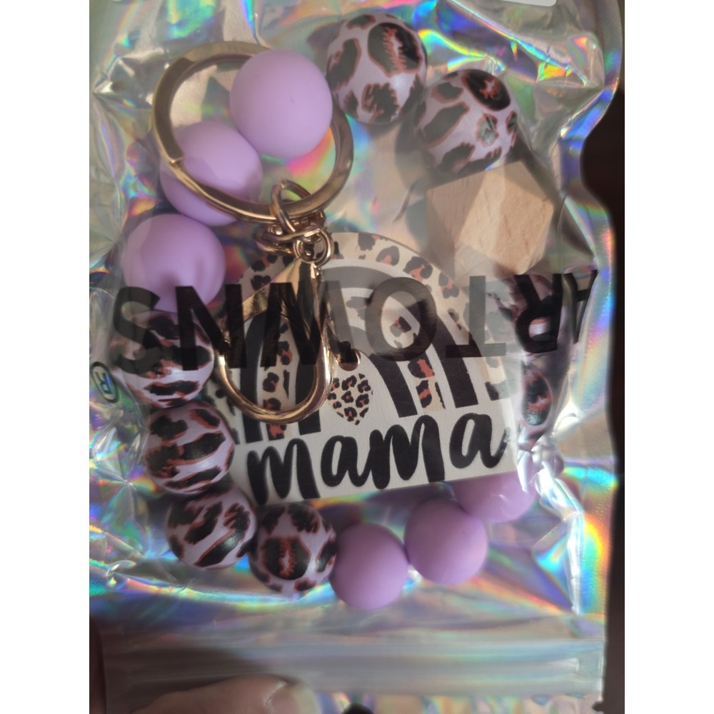 Mama Purple Cheetah Print Keyring